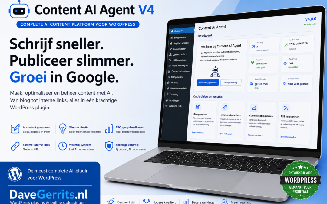 Content AI Agent V4.0.0 is live: de Nederlandse AI WordPress plugin voor slimme contentcreatie