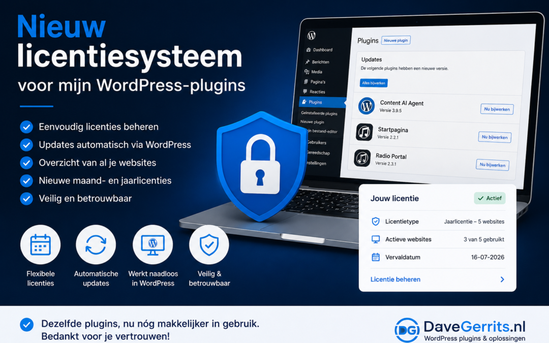 Een nieuw licentiesysteem voor mijn WordPress-plugins is onderweg